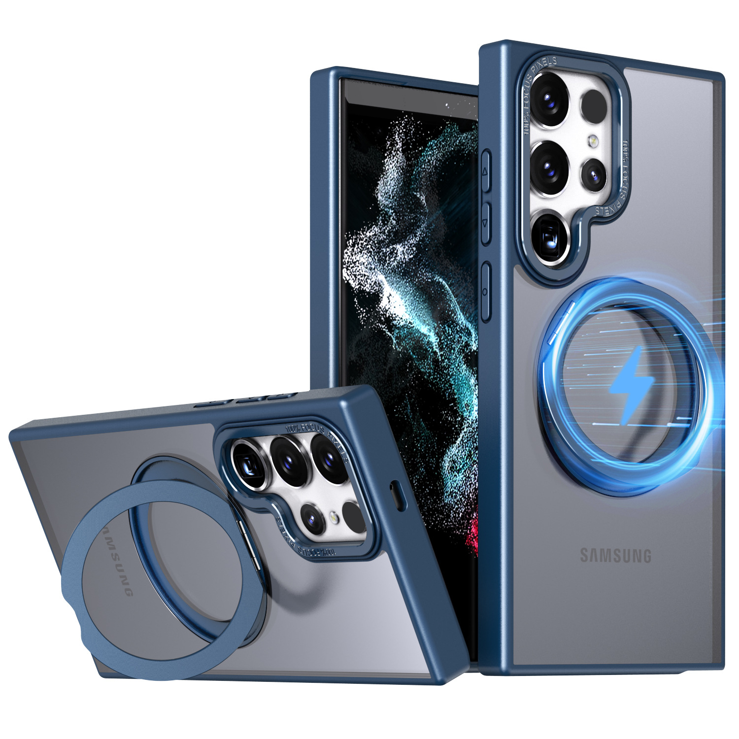 Transparent Magnetic Bracket Lens All Inclusive Case Cover for Samsung