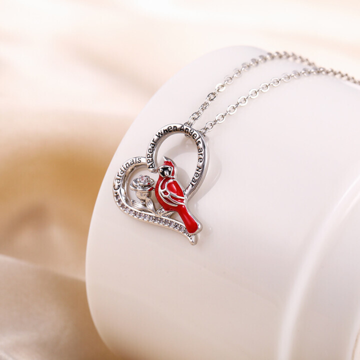 CARDINAL HEART PENDANT NECKLACE🎁THE BEST GIFTS FOR YOUR LOVED ONES💕