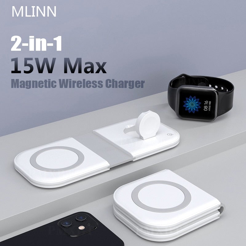 Foldable 2-in-1 Wireless Magnetic Charger