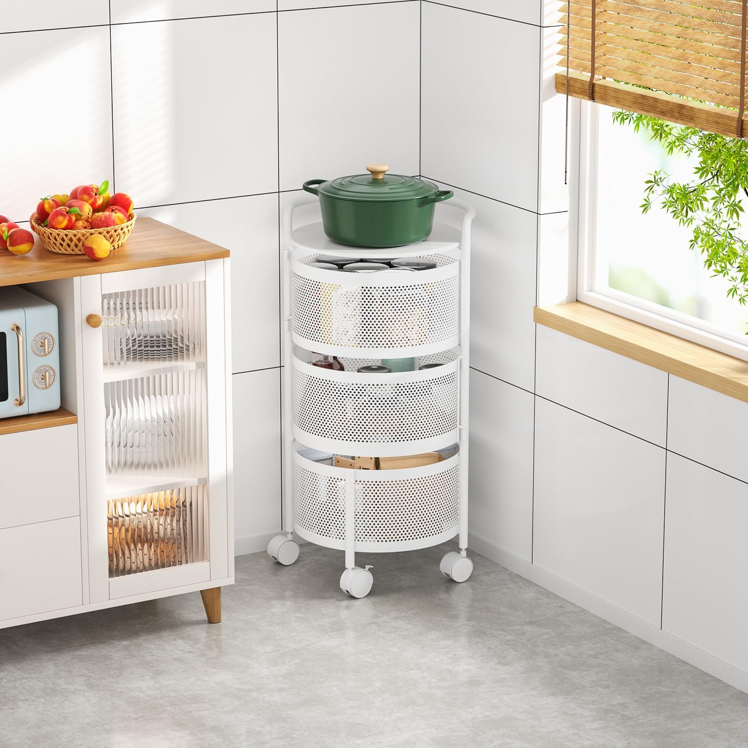 Multi Layer Removable Basket Shelf Organizer on Rolling Wheels