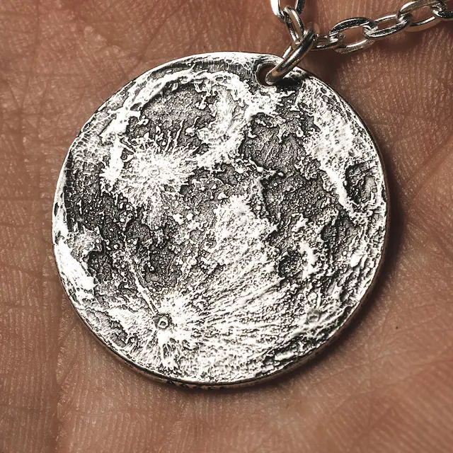 Silver Full Moon Necklace Charm