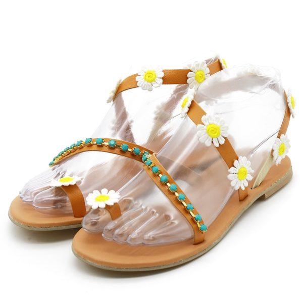women's summer sandals with daisies
