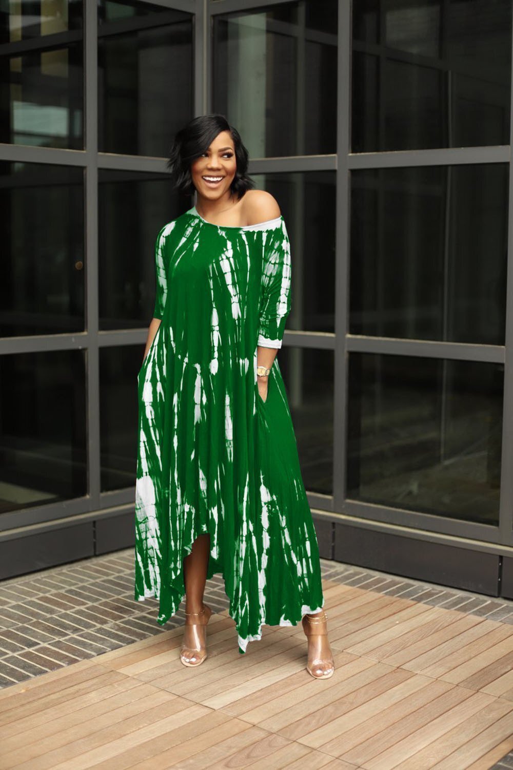 30% OFF🔥🔥💃Loose Graffiti Tie-Dye Pocket Midi Dress(Buy 2 Free Shipping)