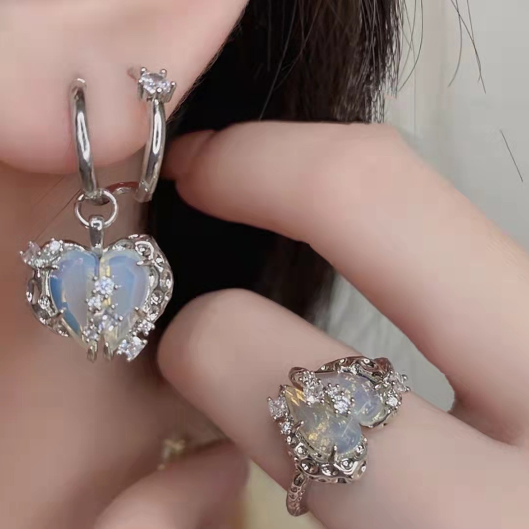 Split heart earrings/ring/necklace