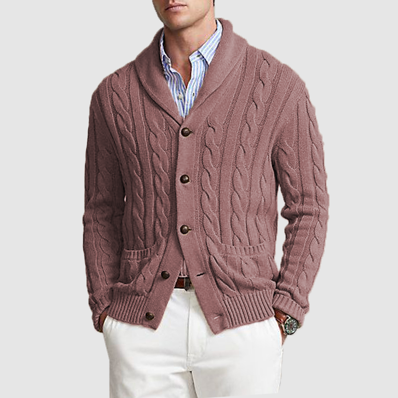 Men's fashion plus-size lapel top solid color V-neck button slim knit coat