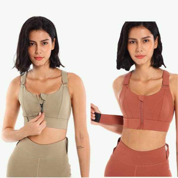 Helen bras® Women's High Impact Sports Bra PLUS Size Zip-Front Shock Absorber-Moss