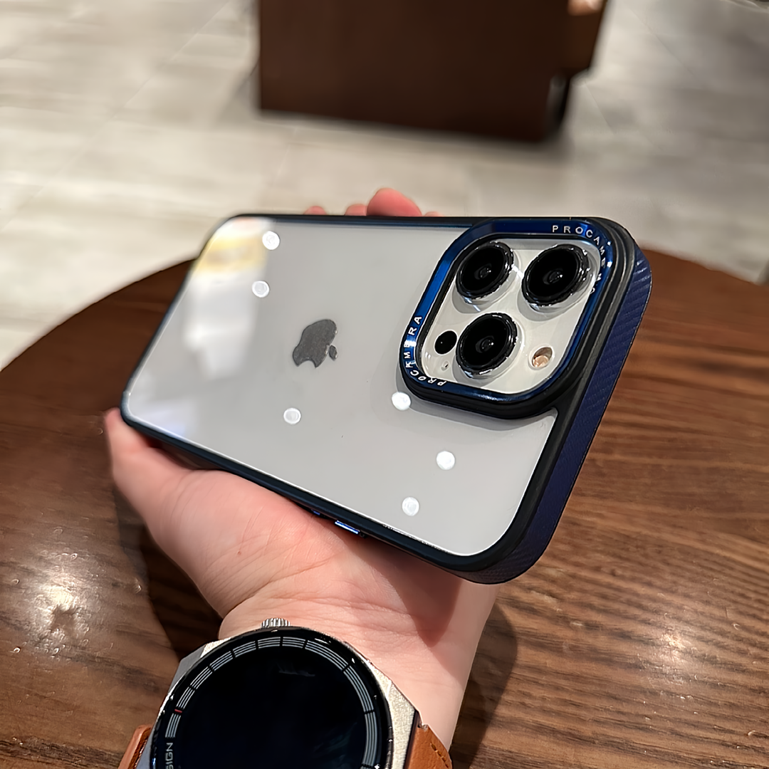 Acrylic Fiber Texture Non-Slip Frame Case Cover for iPhone