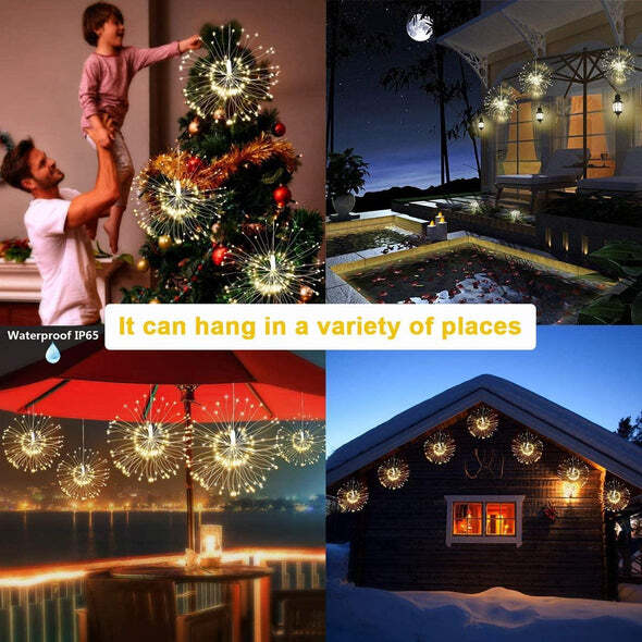 Firework Lights led Copper Wire Starburst String Light, Outdoor Patio Lights