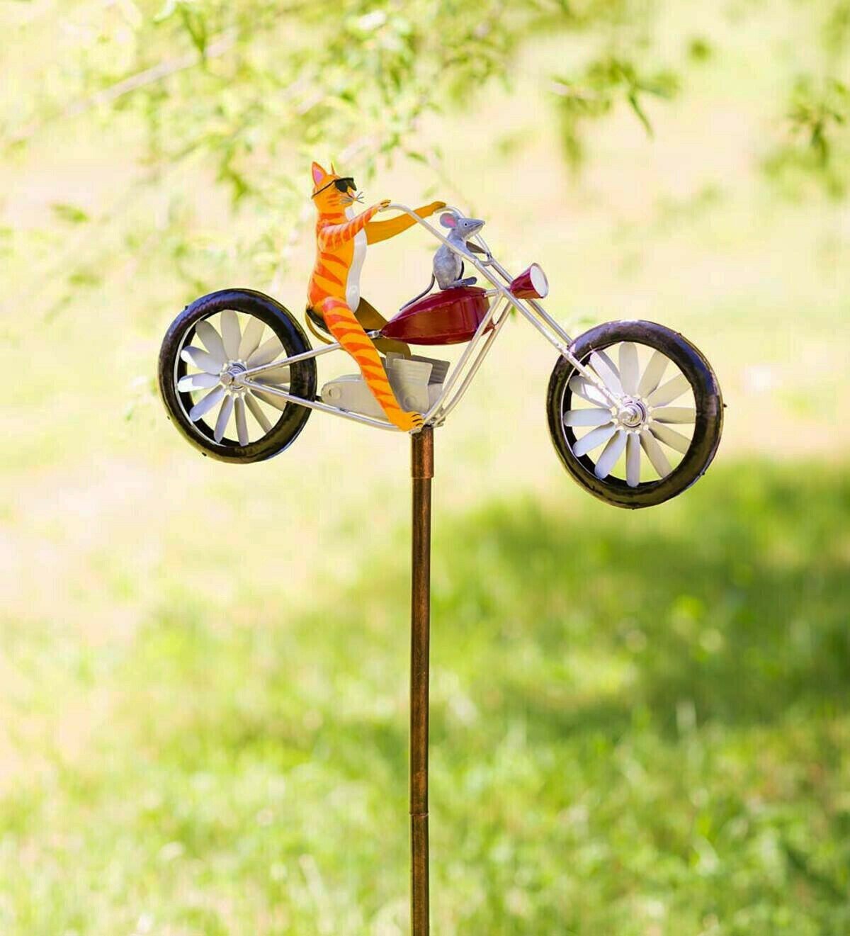 Frog on Vintage Bicycle Metal Pinwheel - Free Shipping on 2 Pieces