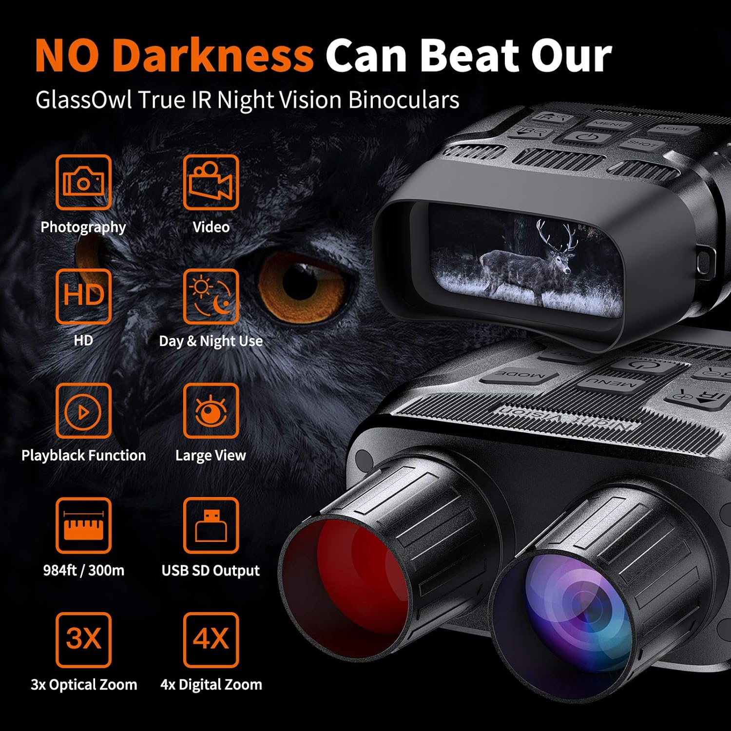 GTHUNDER 1080P Digital Night Vision Goggles with 32GB Memory