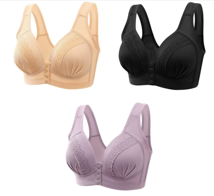 BUY 2 GET 1 FREE-2022 Front Button Breathable Skin-Friendly Cotton Bra
