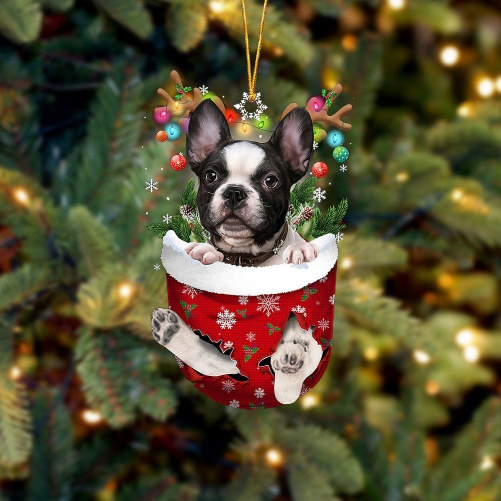French Bulldog In Snow Pocket Ornament