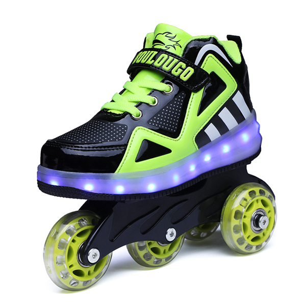 Chicinskates Portable Green Inline Dual-Purpose Roller Skates