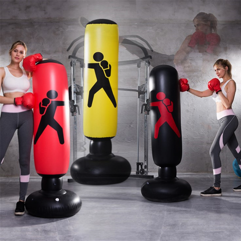 Inflatable Boxing Punch Bag - Free Standing Tumbler Column Fitness Training Punching Tower Bag