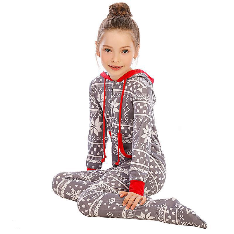 Christmas ‘Moose Snowflake’ Printed Top and Pants Family Matching Pajama Set