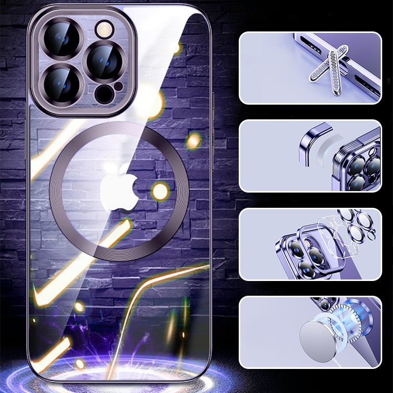 Electroplating Wireless Magnetic Charging All-Inclusive With Lens Protection Case for iPhone