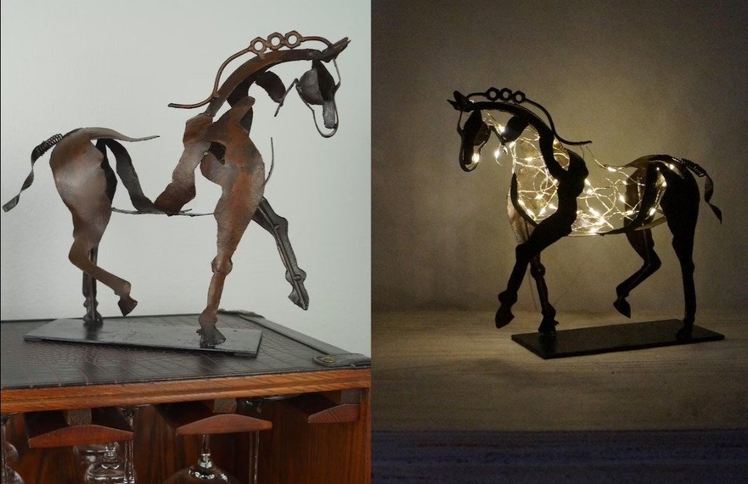 Handmade Metal Horse Sculpture
