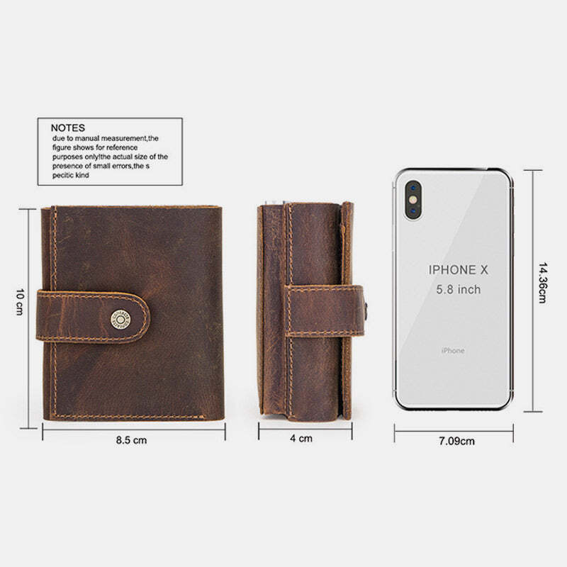 RFID Multifunctional Retro Genuine Leather Short Wallet With Key Chain Holder Blocking Card Holder