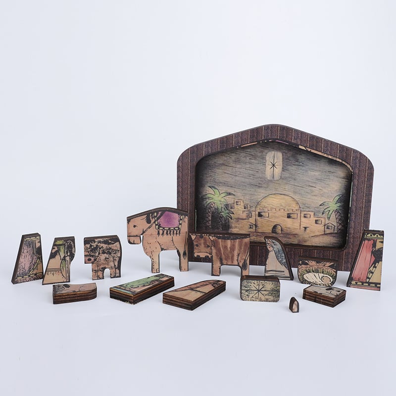 Nativity Puzzle With Wood Burned Design Wooden Jesus Puzzles Set Jigsaw Game