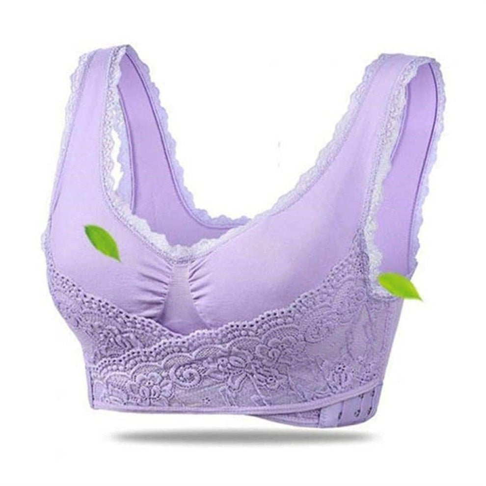 Front Cross Side Buckle Wireless Lace Bra