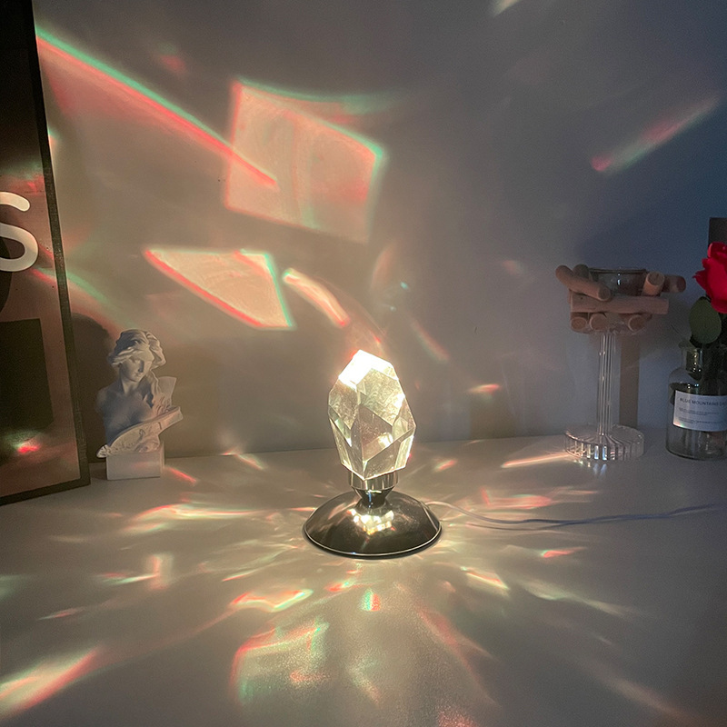 Led Crystal Night Light ，Novelty Gift Usb Bedside Romantic Projector