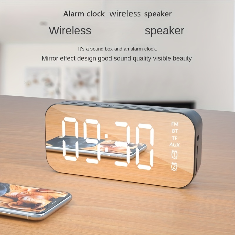 5.0 Burst Wireless Speakers 47244.09inch/Ah New Mini Home Small Mirror Sound Remote Alarm Clock Smart Speakers