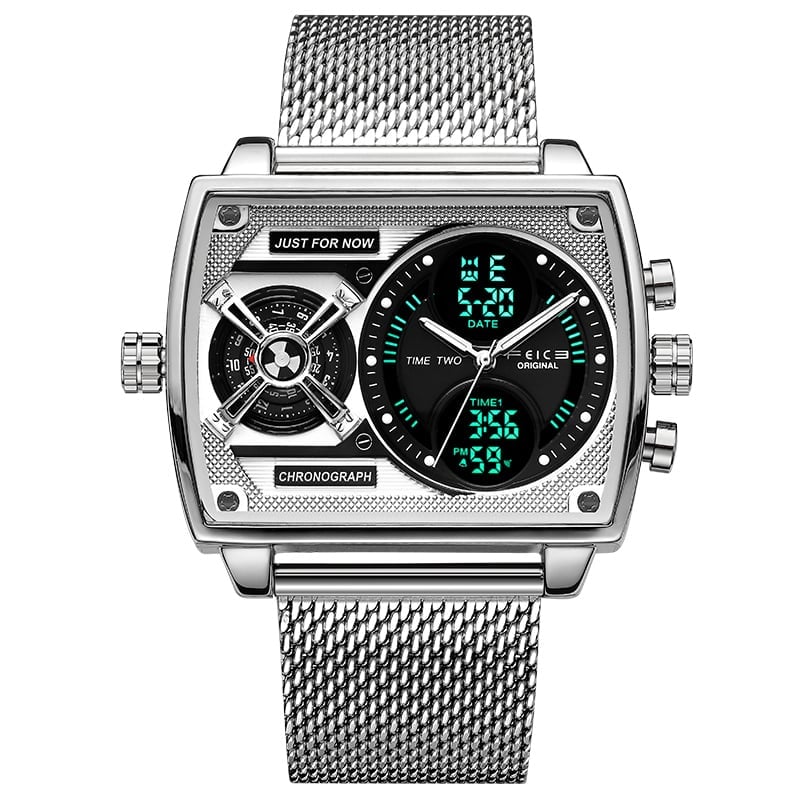 Feice FK814 Ark II Starship Concept Trendy Multi-functional Square Large Dial Watch Fashional Digital & Analog Quartz Watch