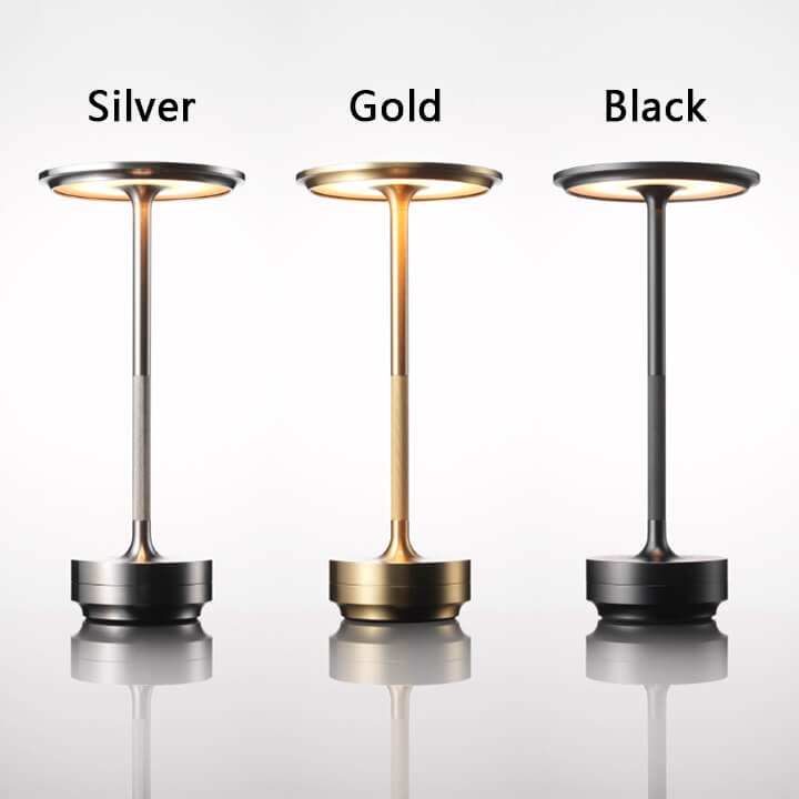 Metallic Cordless Table Lamp - Dimmable & Rechargeable Desk Light