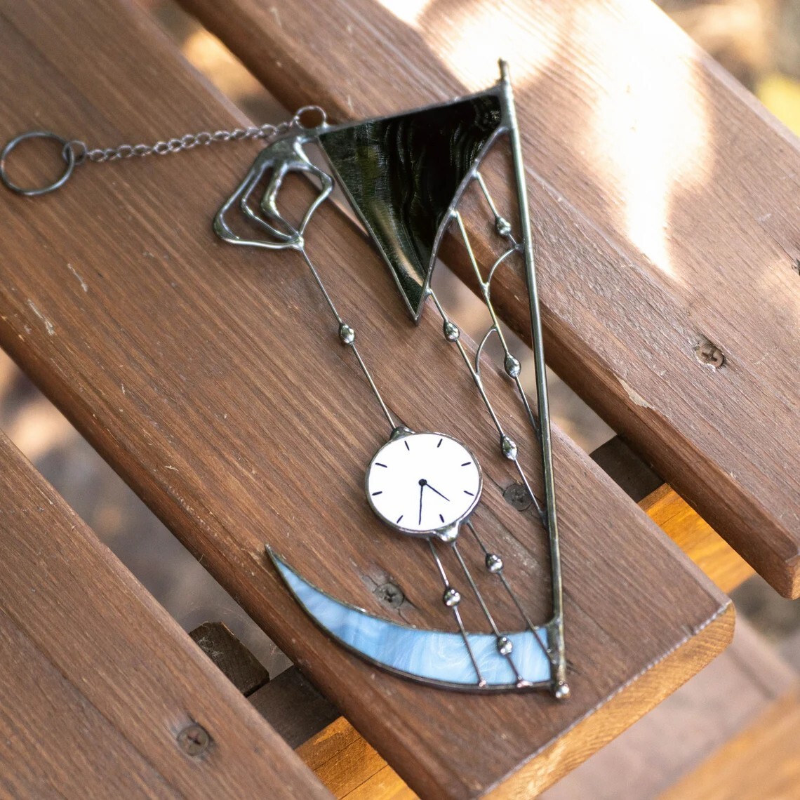 Grim reaper stained glass suncatcher