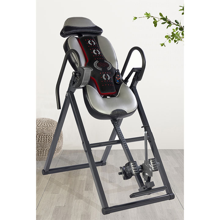 HEALTH AND FITNESS ITM5900 Advanced Heat and Massage Inversion Table, Gray/Black