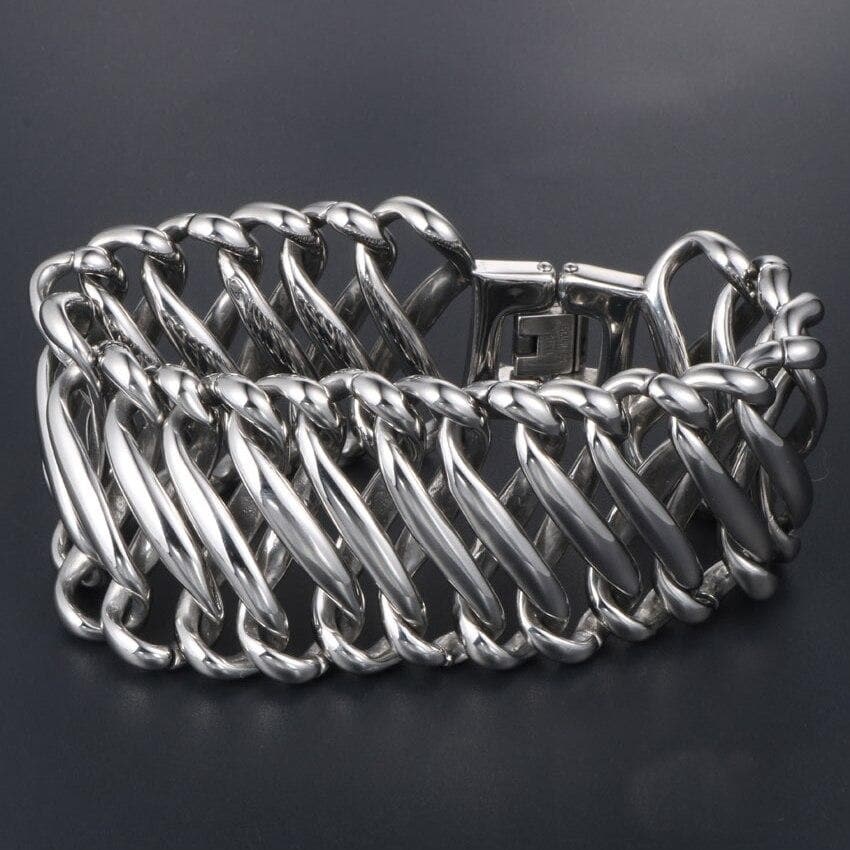 HEAVY RETRO SILVER BRAIDED -BRACELET