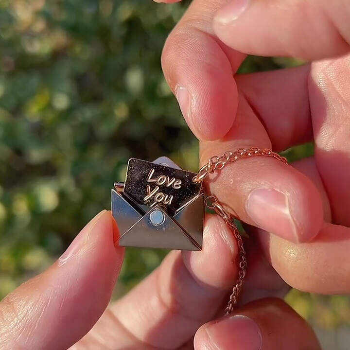 “Love You ” Letter Inside Envelope Necklace-- Anniversary Gift
