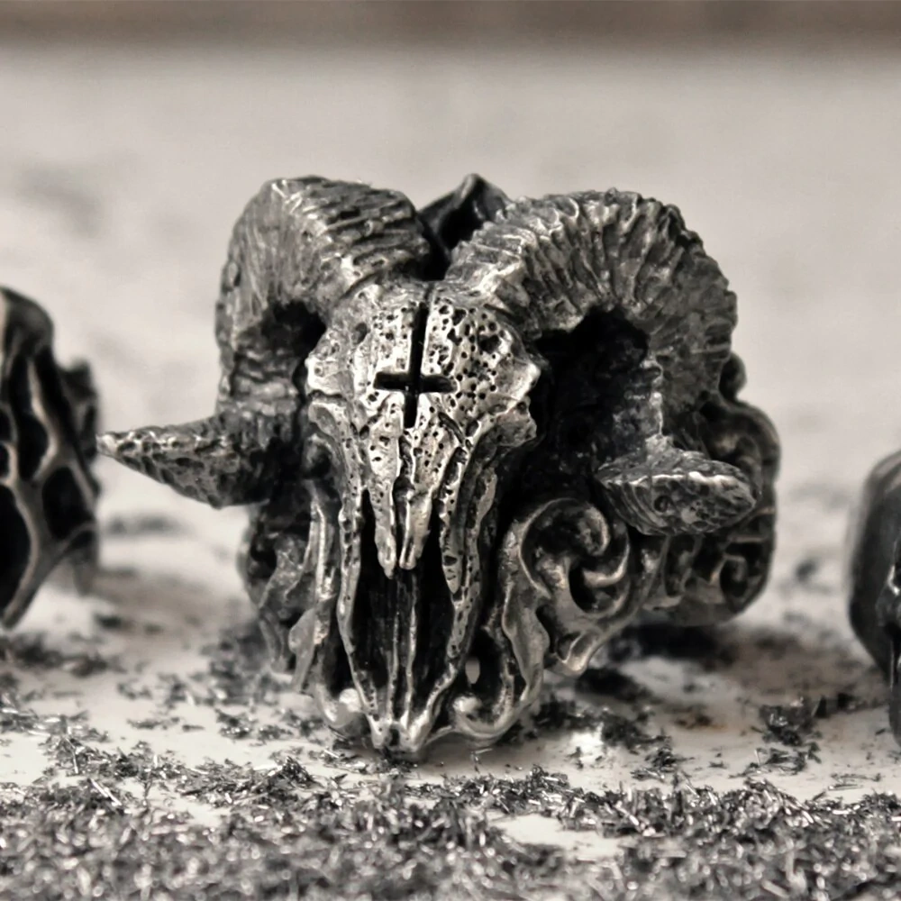 Unique Punk Gothic Satanic Demon Sorath Skull Ring Men 316L Stainless Steel Biker Ring