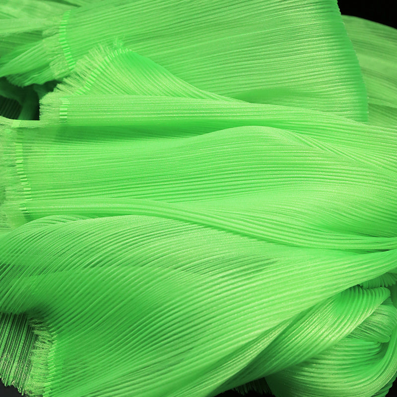 Fluorescent Green Glossy Pleated Texture Wedding Dress Styling Fabric