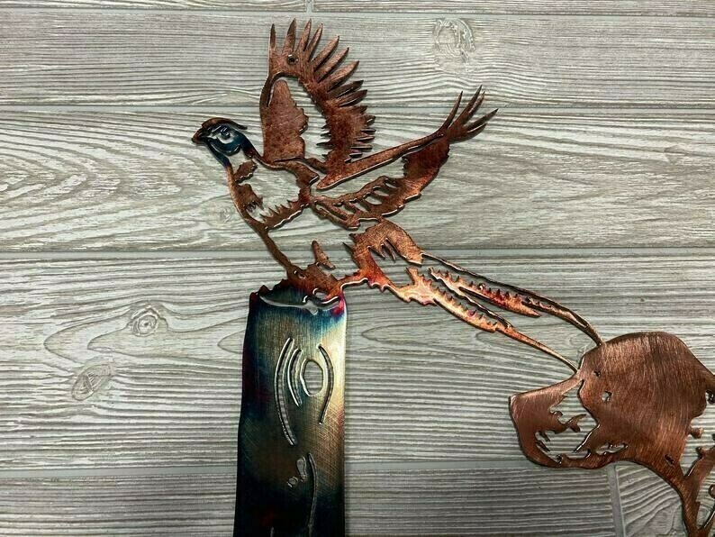 Solo Mallard Hunting & Trout Fishing Scene Metal Wall Art