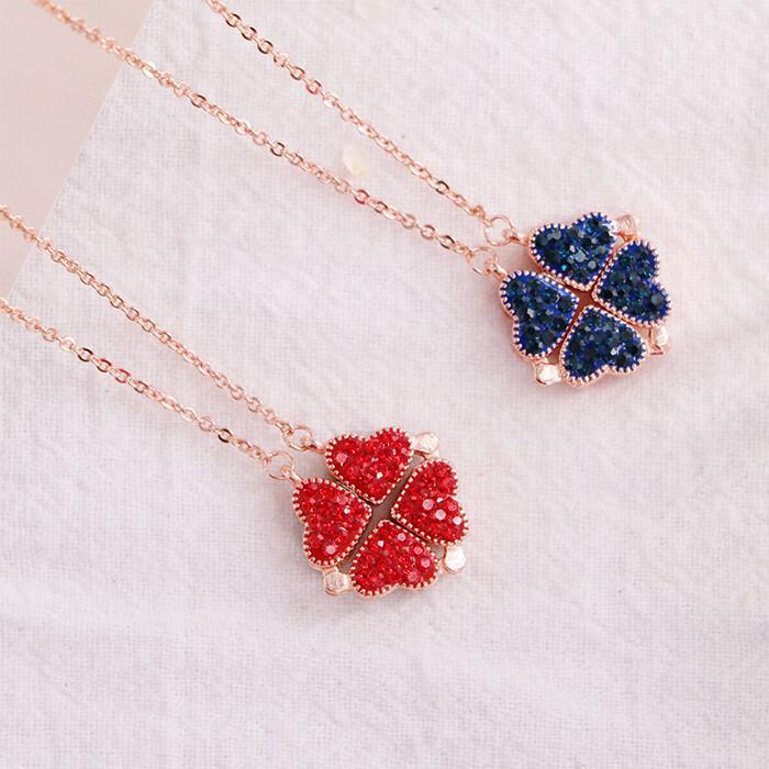 Magic Lucky Four Leaf Clover Necklace(Rose Gift Box Included)