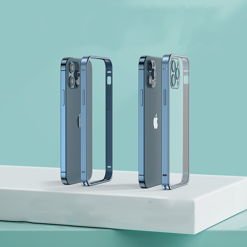Metal Frame Hippocampus Button Lens Film Case Cover For iPhone