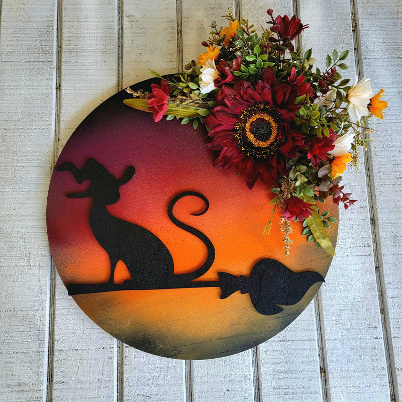 (🔥Last Day Promotion-SAVE 50% OFF) 18″ WITCHY CELESTIAL DOOR/ART HALLOWEEN LUNAR DECOR KITTY LOVERS GIFT-BUY 2 FREE SHIPPING