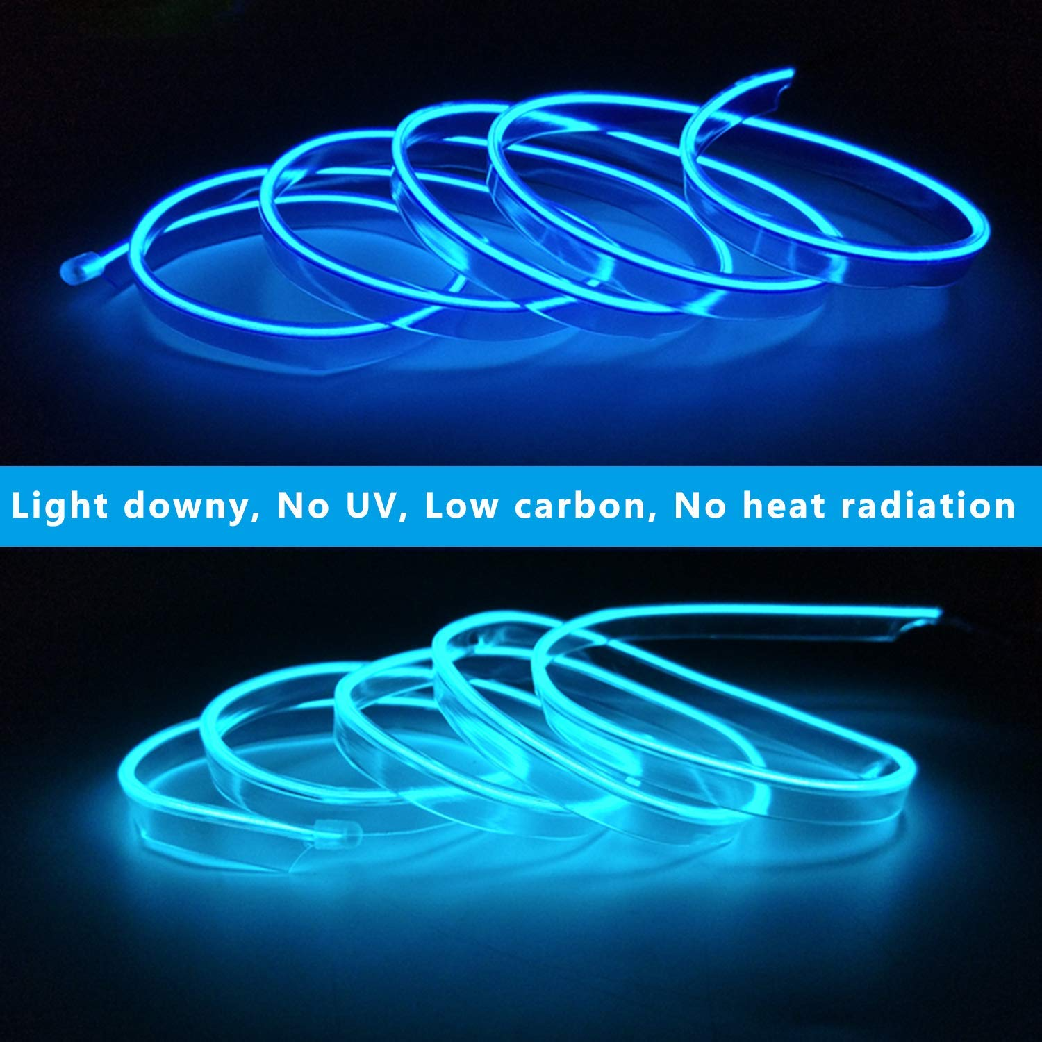 M.beise Neon Light El Wire for Automotive Car Interior Decoration with 6mm Sewing Edge