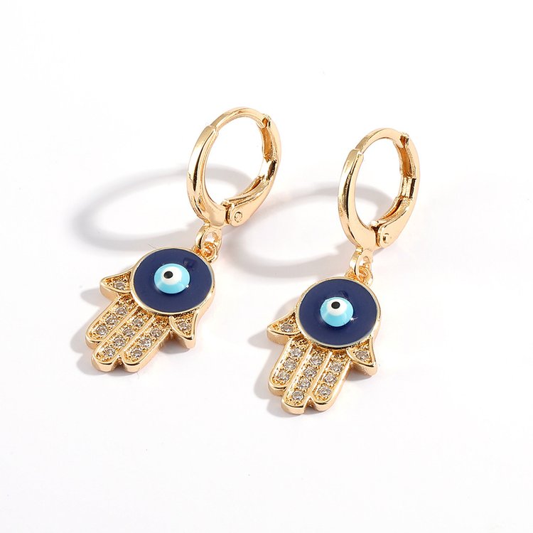 Blue Evil Eye Cubic Zirconia Earrings