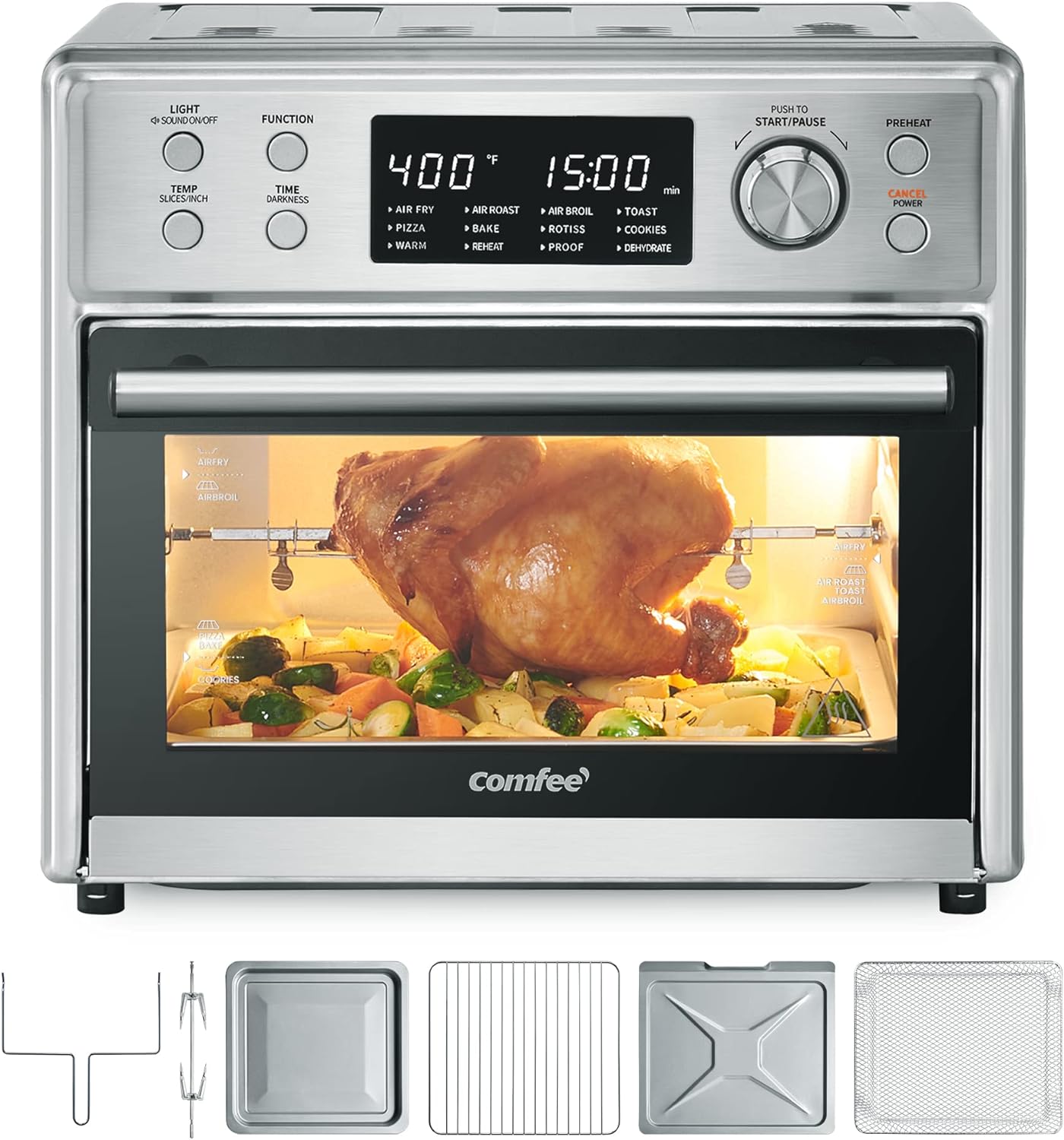 COMFEE 12-in-1 Air Fryer Toaster Oven Combo Countertop Convection Oven  with Rotisserie Precise