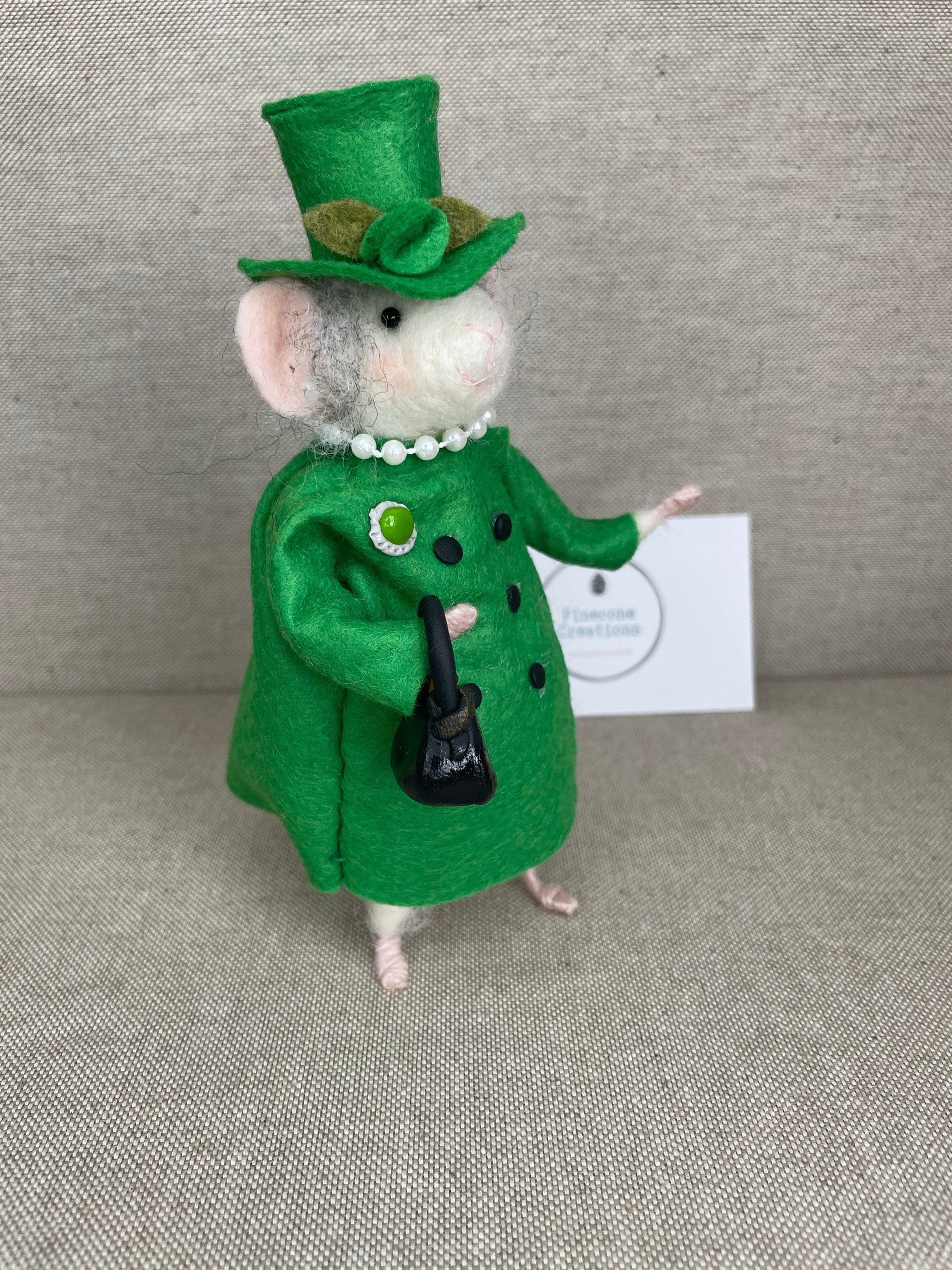 Queen Mouse Needle Felt Mouse and Her Tiny London Bear