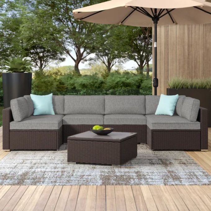 Wicker/Rattan 6 Person Seating Group with Cushions yaswer
