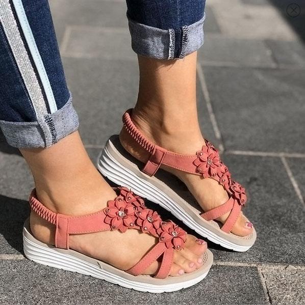 Women's Summer Flower Wedge Sandals