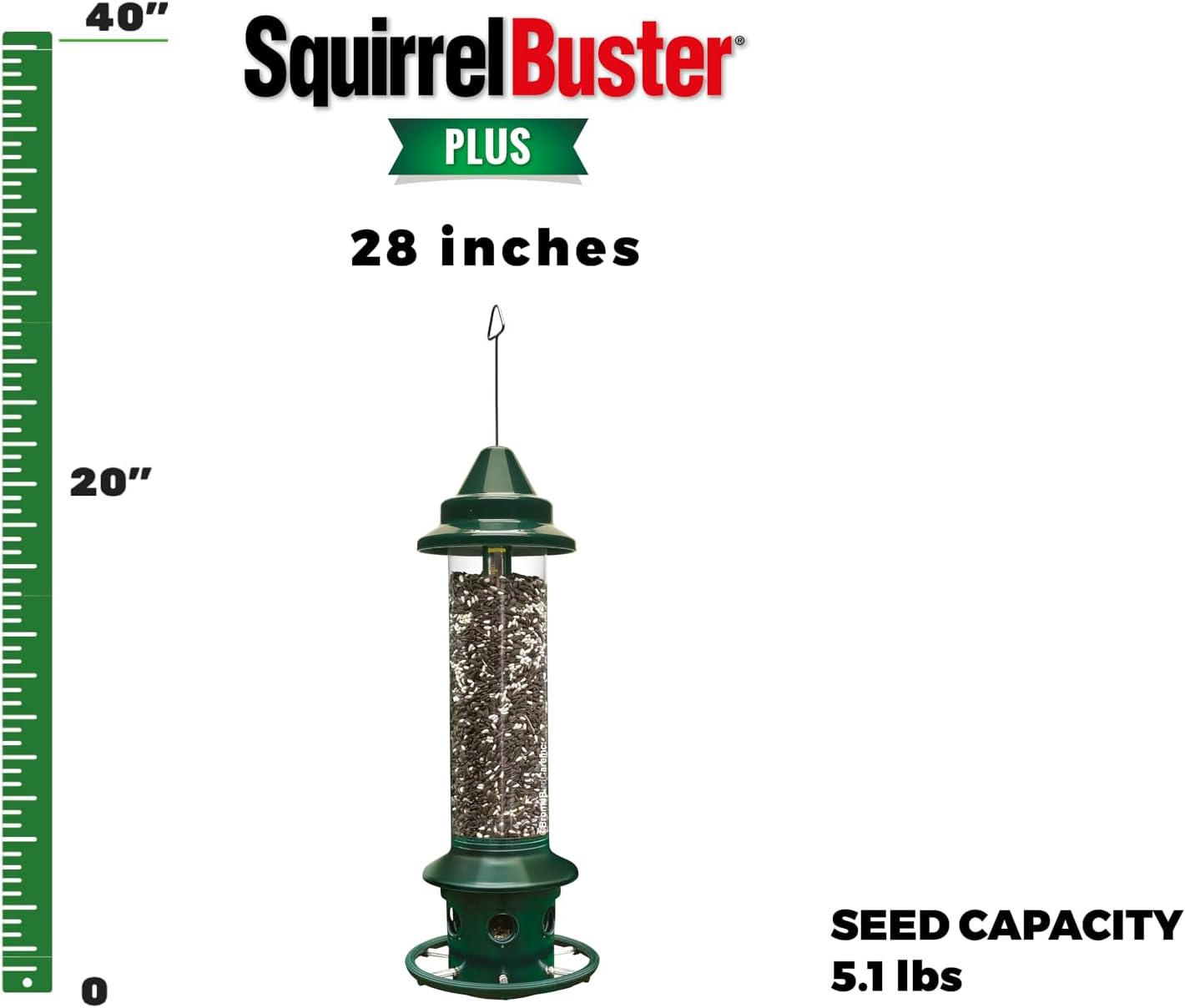 Squirrel Buster Plus Squirrel-Proof Bird Feeder Double Suet Feeder 2 Suet Cake Capacity