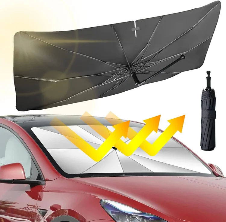 Car Windshield Sun Shade Umbrella – Foldable Car Umbrella Sunshade Cover UV Block Car Front Window (Heat Insulation Protection) for Auto Windshield Covers Most Cars