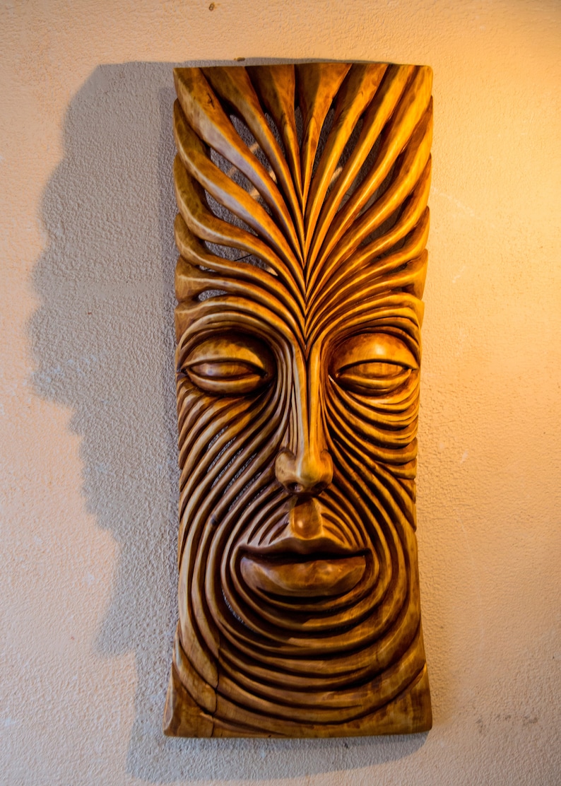 Hand carved wooden wall panel