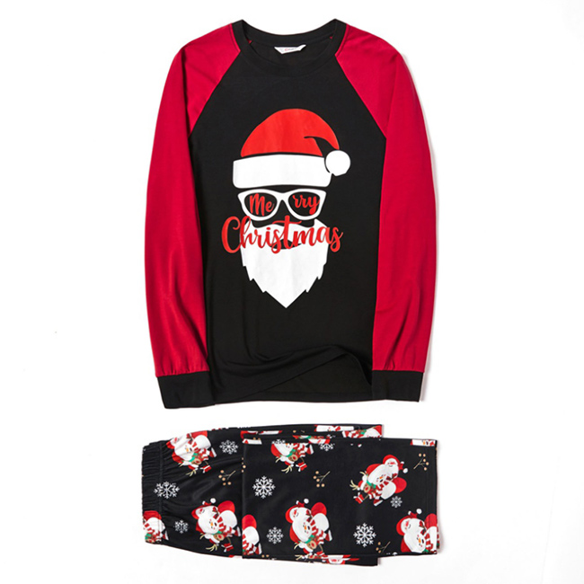 The new Christmas family pajamas wearing glasses Santa Claus