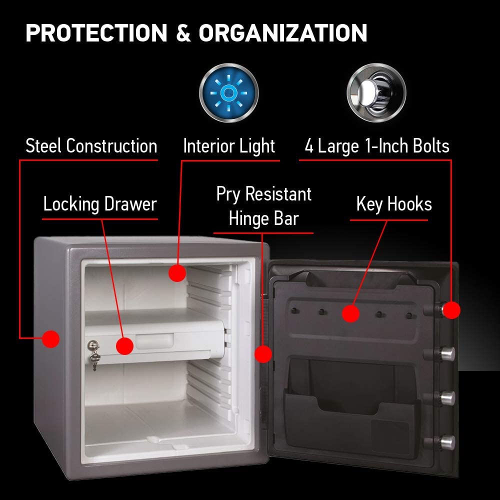 SentrySafe Waterproof and Fireproof Alloy Steel Digital Safe Box for Home 1.23 Cubic Feet