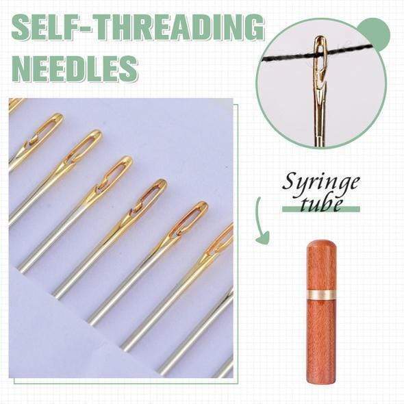(🔥Last Day Promotion - 50% OFF)Self-threading Needles Set(12 Pcs Needles+Rosewood Storage Tube)- BUY 3 SETS GET 1 SETS FREE NOW